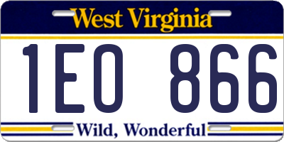 WV license plate 1EO866