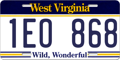 WV license plate 1EO868