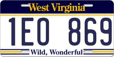 WV license plate 1EO869