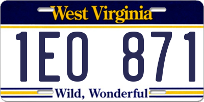 WV license plate 1EO871