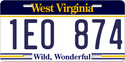WV license plate 1EO874