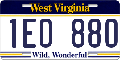 WV license plate 1EO880