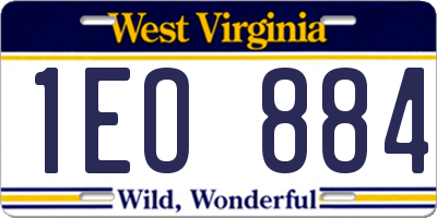 WV license plate 1EO884