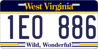 WV license plate 1EO886