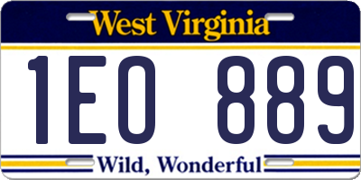 WV license plate 1EO889