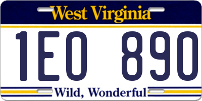 WV license plate 1EO890