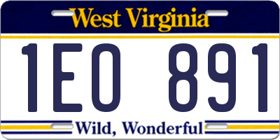 WV license plate 1EO891