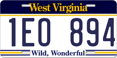 WV license plate 1EO894