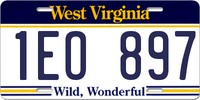 WV license plate 1EO897