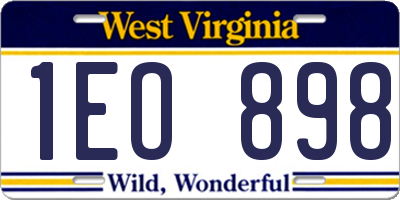 WV license plate 1EO898