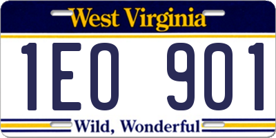 WV license plate 1EO901