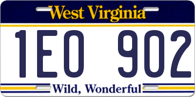 WV license plate 1EO902