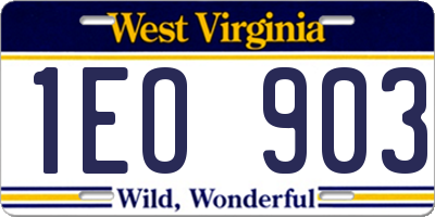 WV license plate 1EO903