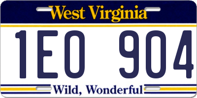 WV license plate 1EO904