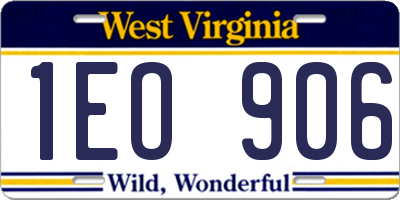WV license plate 1EO906