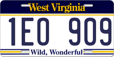 WV license plate 1EO909