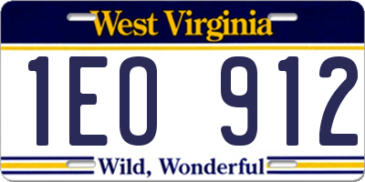 WV license plate 1EO912