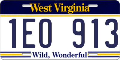 WV license plate 1EO913