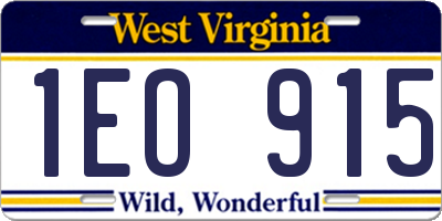 WV license plate 1EO915