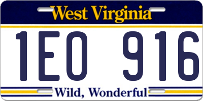 WV license plate 1EO916