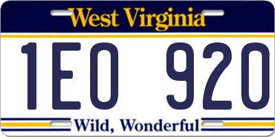 WV license plate 1EO920