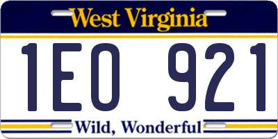 WV license plate 1EO921