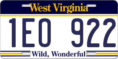 WV license plate 1EO922
