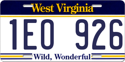 WV license plate 1EO926