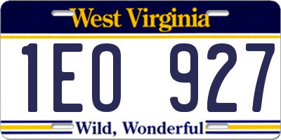 WV license plate 1EO927