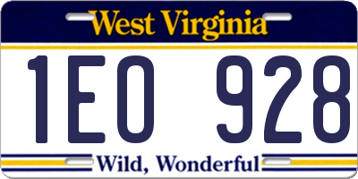 WV license plate 1EO928