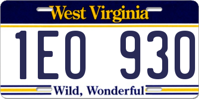 WV license plate 1EO930