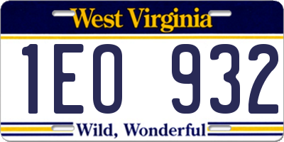WV license plate 1EO932