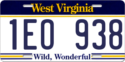 WV license plate 1EO938