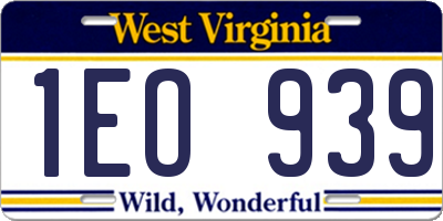 WV license plate 1EO939