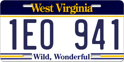 WV license plate 1EO941