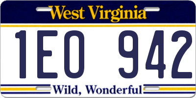 WV license plate 1EO942