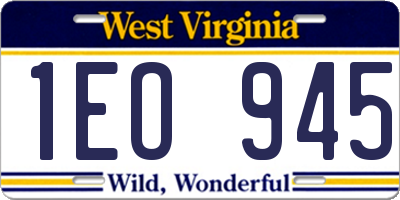 WV license plate 1EO945