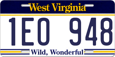 WV license plate 1EO948