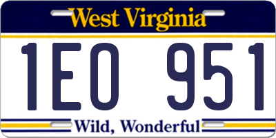 WV license plate 1EO951