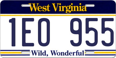 WV license plate 1EO955