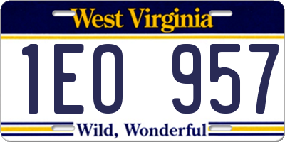 WV license plate 1EO957