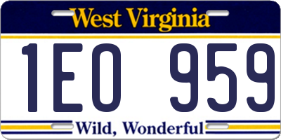 WV license plate 1EO959