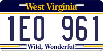 WV license plate 1EO961