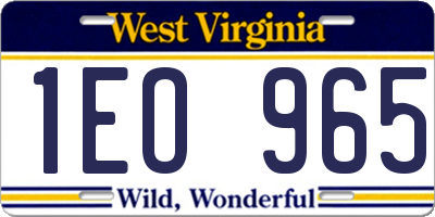 WV license plate 1EO965