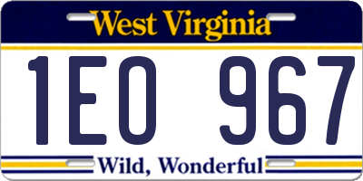 WV license plate 1EO967