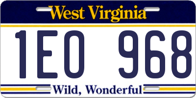 WV license plate 1EO968