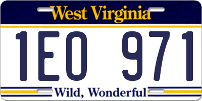 WV license plate 1EO971