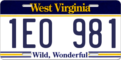 WV license plate 1EO981