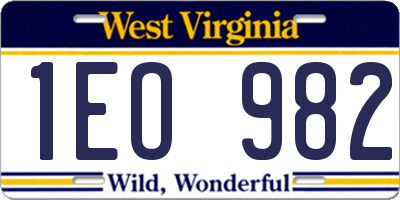 WV license plate 1EO982