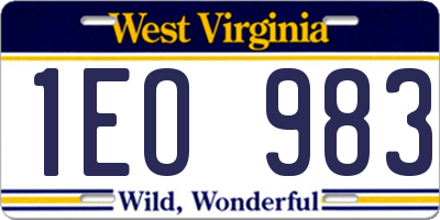WV license plate 1EO983